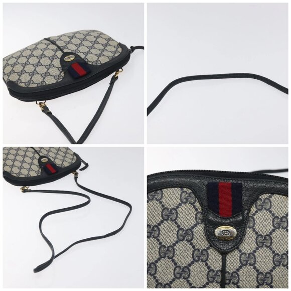 GUCCI GG Supreme Sherry Line Shoulder Bag PVC Navy Gold 68 02 047 Auth ep9524 - Picture 16 of 16